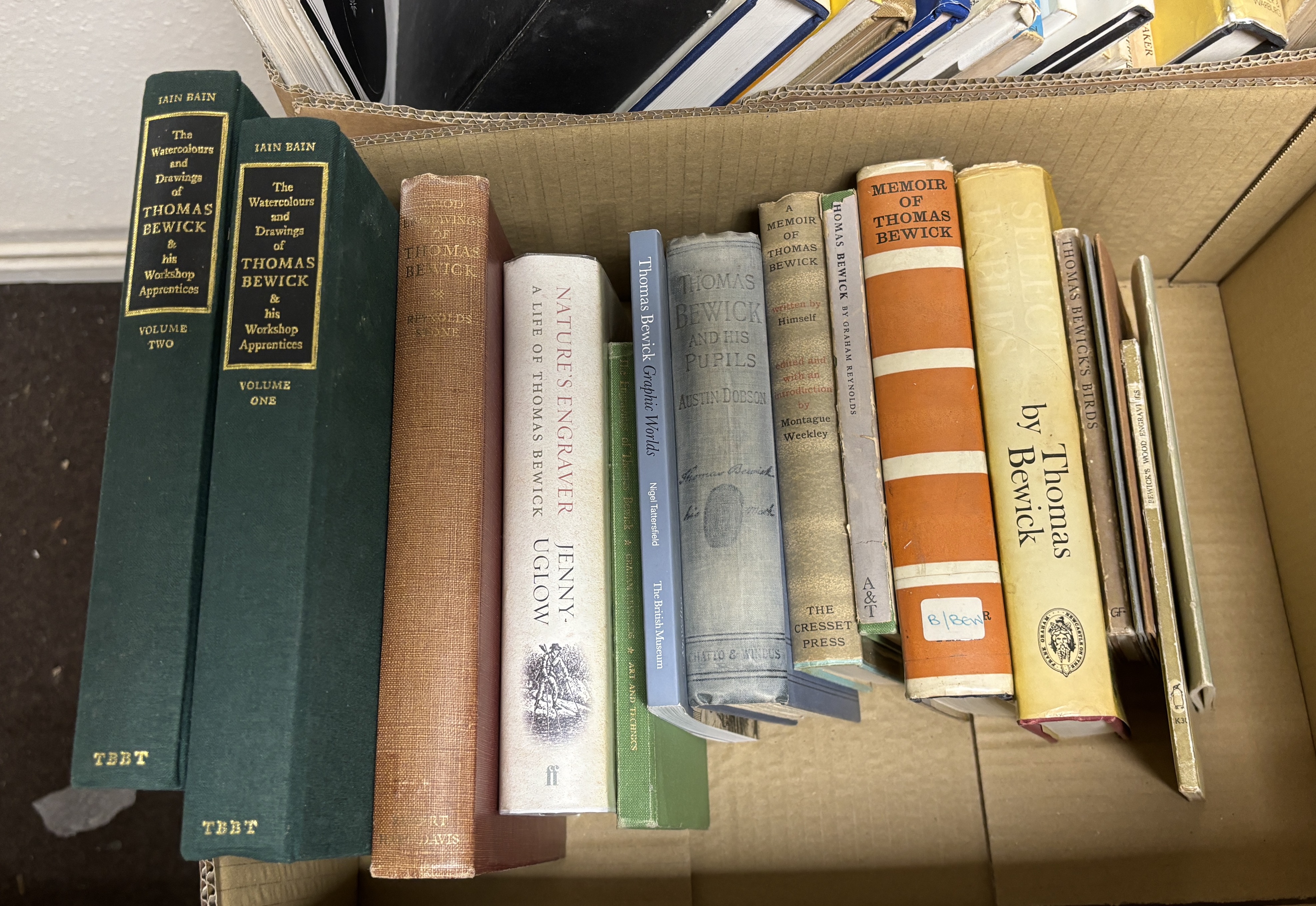 Bain, Ian - The Watercolours and Drawings of Thomas Bewick, 2 vols, green cloth, 1989, together with 13 others relating to Thomas Bewick, and 30 others relating to Albrecht Durer (11) and Aubrey Beardsley and others (19)